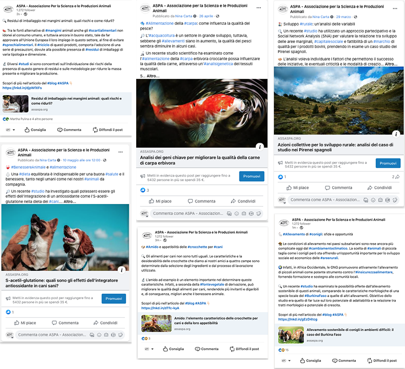 gestione social ASPA Associazione per la Scienza e le Produzioni Animali NaraMe Media Agency